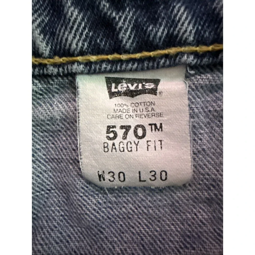 VTG Levis 570 Baggy Fit Jeans Mens Size 30x30 Blue USA MADE Skater Wide Tapered